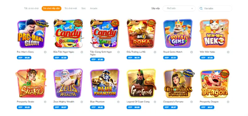 Game slot BK8 có RTP cao