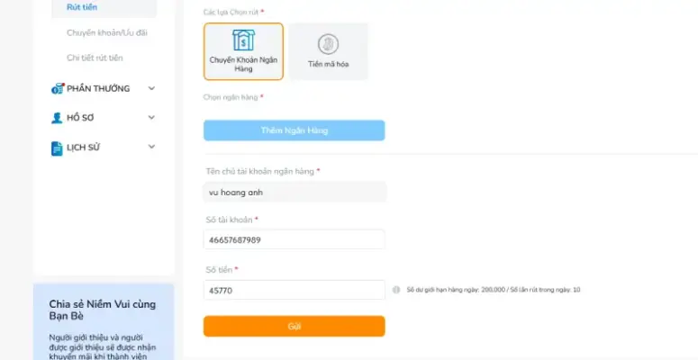 Luôn lưu lại biên lai rút tiền tại nhà cái BK8
