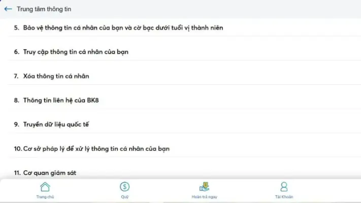 Nhà cái BK8 cam kết không chia sẻ thông tin người dùng